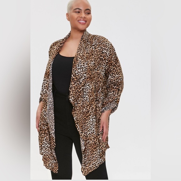 Forever 21 Plus Size Leopard Print Kimono 2XL NWOT - Picture 2 of 13